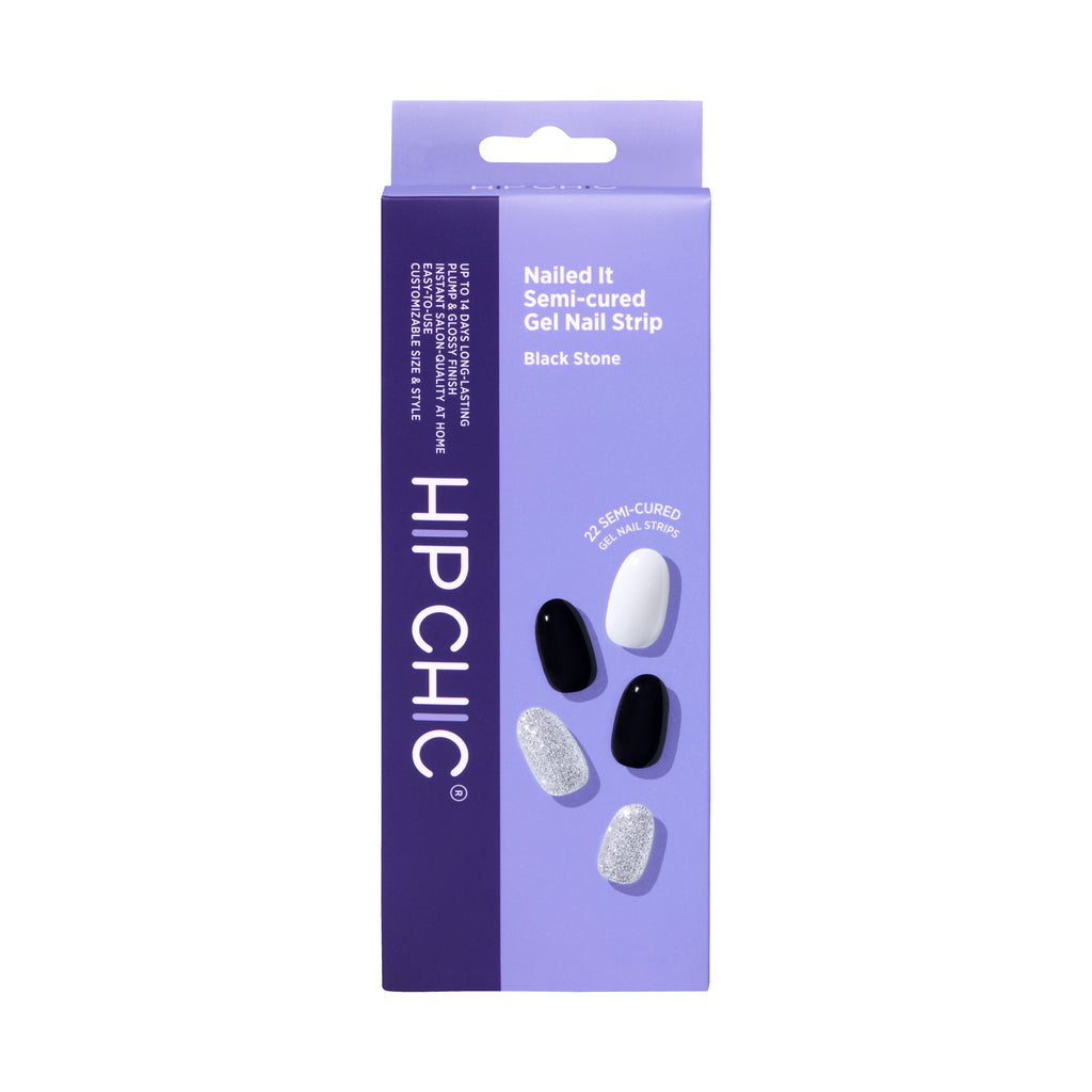 Nailed It Semi-cured Gel Nail Strip – Black Stone