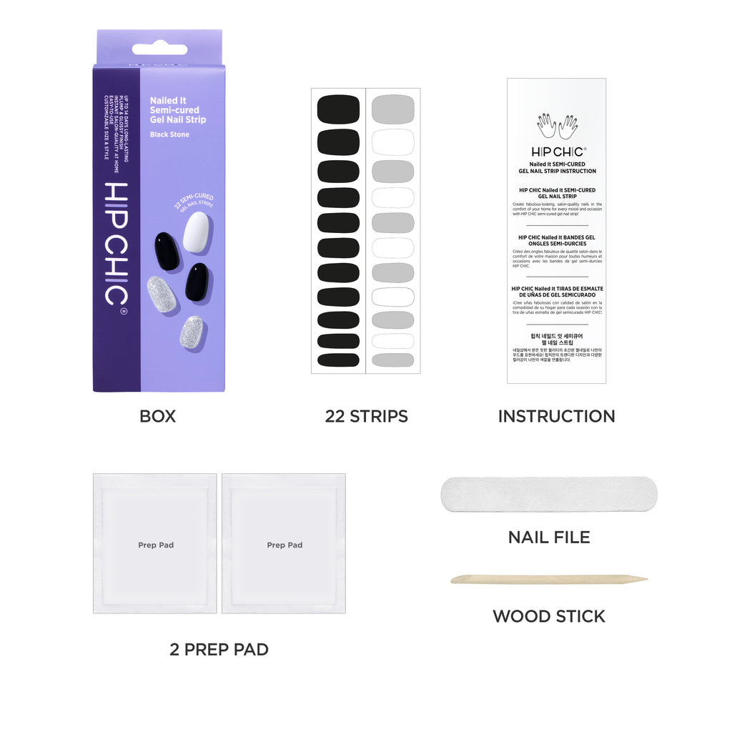 Nailed It Semi-cured Gel Nail Strip – Black Stone